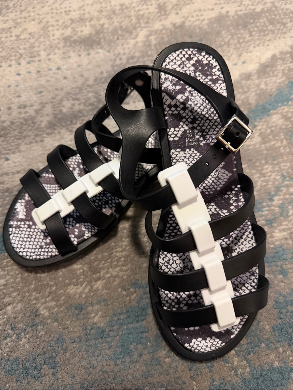Call It Spring Black and White Jelly Gladiator Sandals Size 10